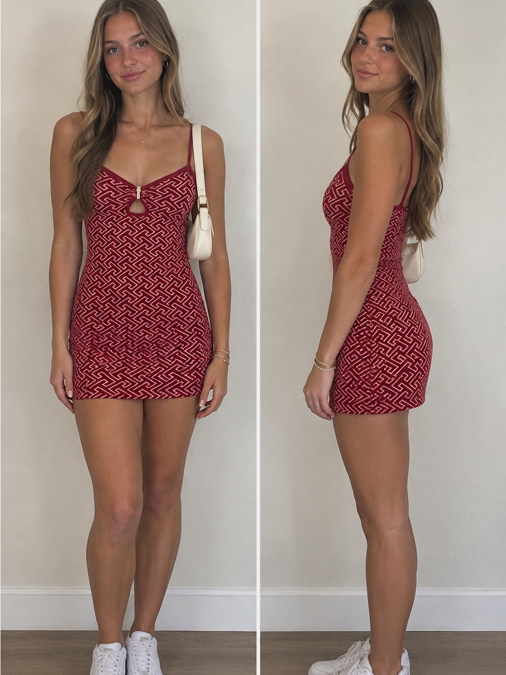 Peppermayo Red Geometric Bodycon Mini Dress